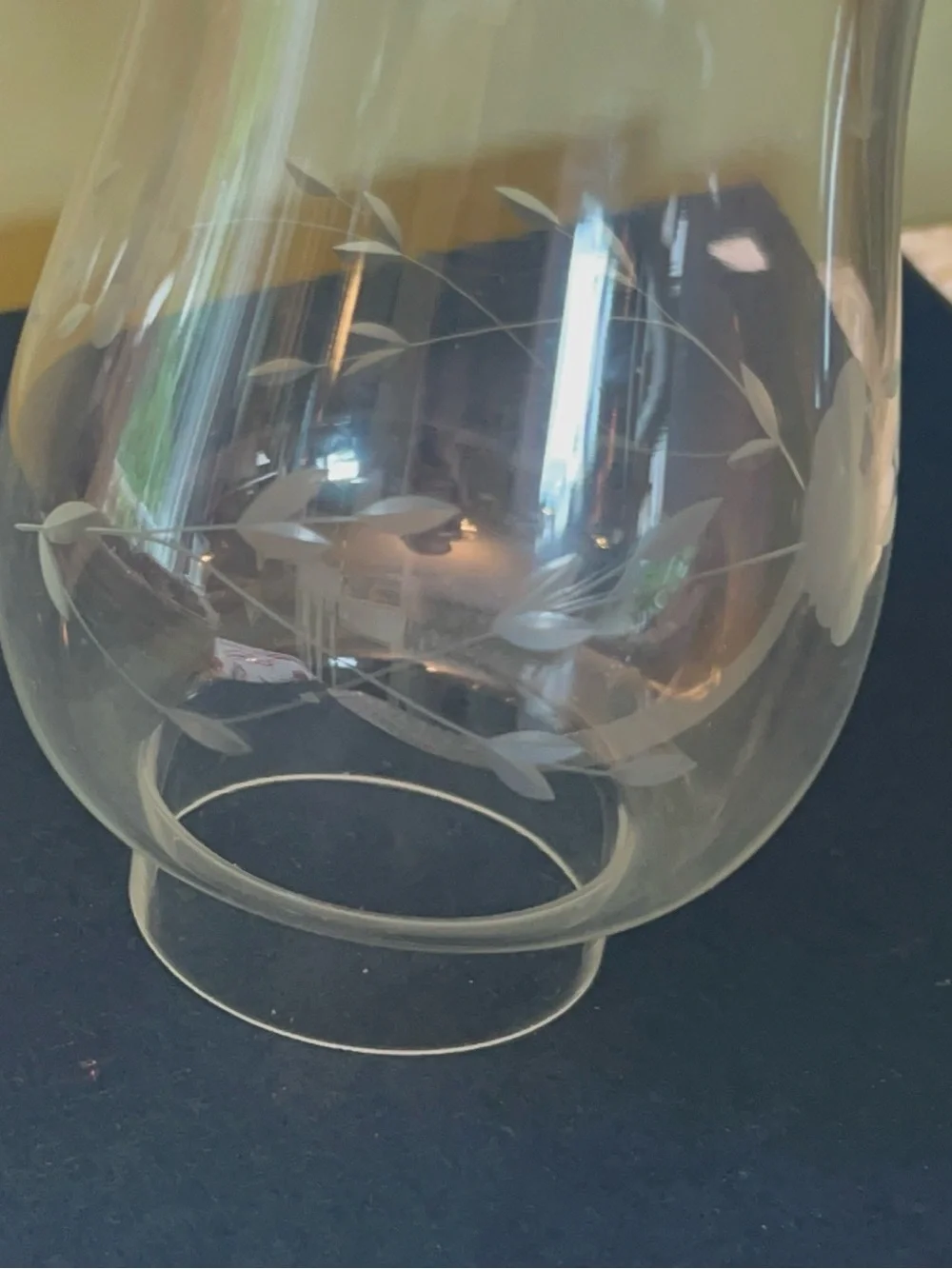 Princess House Heritage Etched Flower and Vine Hurricane Globe Pair